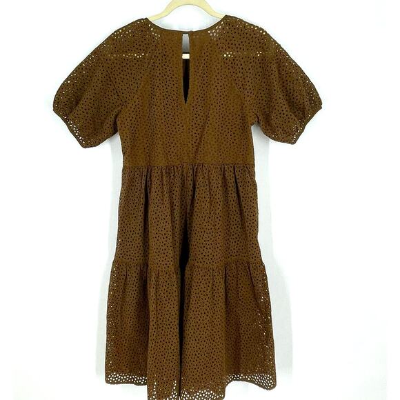Everlane The Tiered Eyelet Dress Walnut Brown Women's Size XS NWOT - Picture 3 of 7
